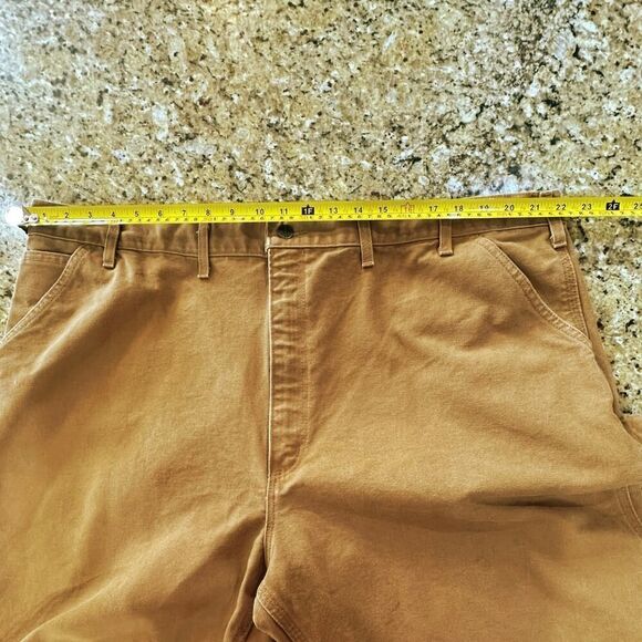 VTG Carhartt Men 44x32 Carpenter Canvas Dungaree Pants Brown Union Made USA B11 - Picture 11 of 16